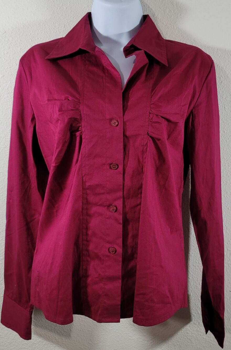 Ninety Burgundy Button Up Top Small Lightweight Lightweight Soft New With Tags